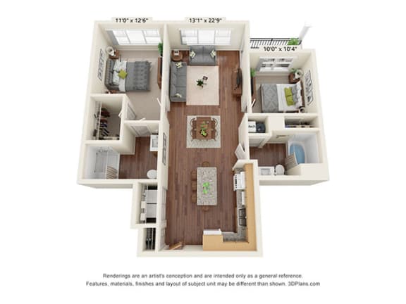 2 bed 2 bath floor plan E 2 bed 2 bath floor plan E at Covington Crossings 55+ Senior Living, Covington, GA