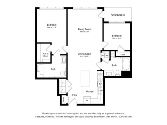 2 bed 2 bath floor plan D 2 bed 2 bath floor plan D at Covington Crossings 55+ Senior Living, Covington, GA, 30014