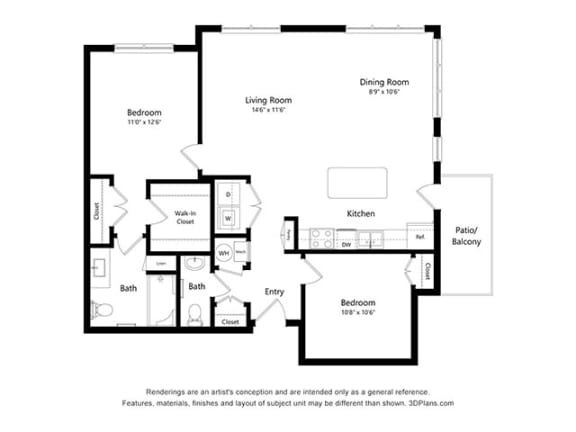 2 Bed_1.5 Bath Floor Plan 2 Bed_1.5 Bath Floor Plan at Covington Crossings 55+ Senior Living, Georgia, 30014