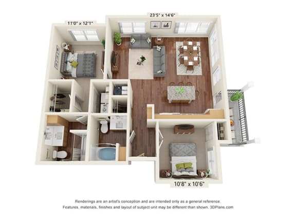 Two Bed 2 BATH Floor Plan Two Bed 2 BATH Floor Plan at Covington Crossings 55+ Senior Living, Covington