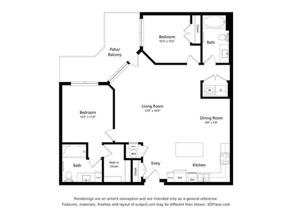 Two Bed Two Bath C Floor Plan Two Bed Two Bath C Floor Plan at Covington Crossings 55+ Senior Living, Covington, GA, 30014