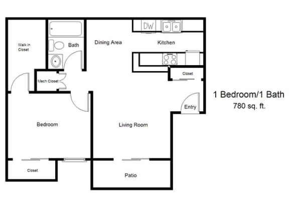 Desert Palms_1 Bedroom Floor Plan