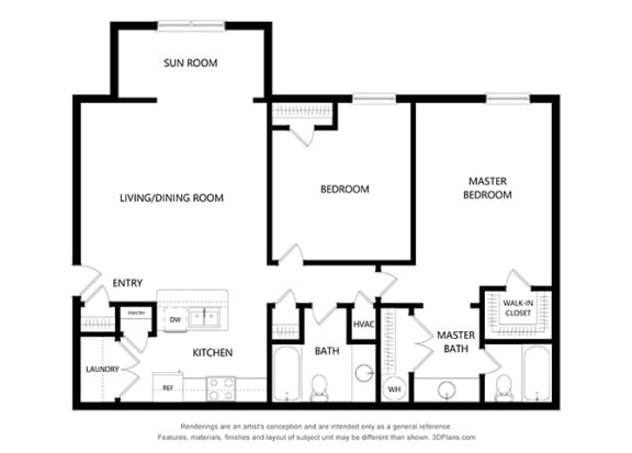 Fulton Pointe_2 Bedroom Floor Plan