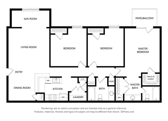 Fulton Pointe_3 Bedroom Floor Plan