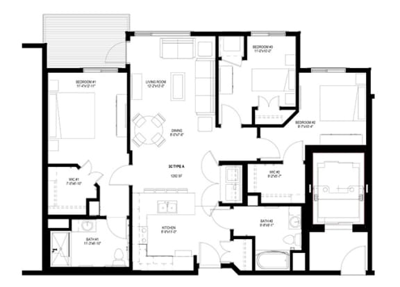 3 Bedroom Floor Plan at The Grainwood Senior, Minnesota, 55372