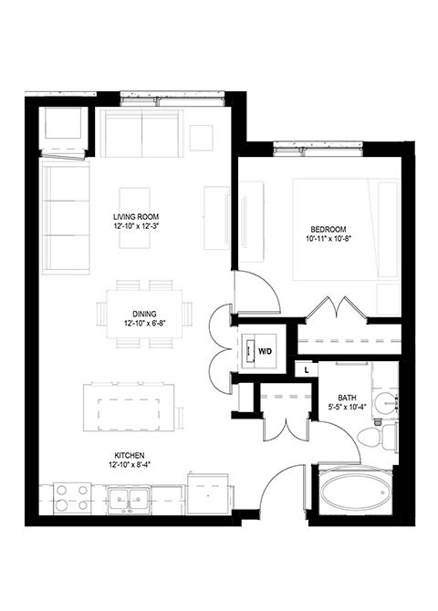Grand Central Flats_1 Bedroom Floor Plan