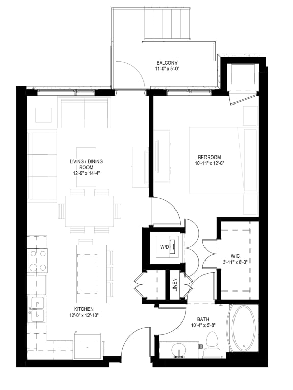 Grand Central Flats_1 Bedroom Floor Plan