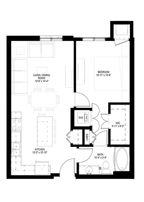 Grand Central Flats_1 Bedroom Floor Plan