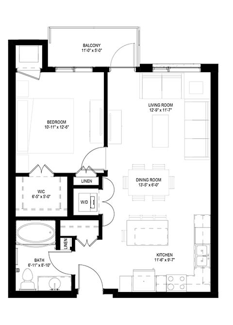 Grand Central Flats_1 Bedroom Floor Plan