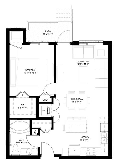 Grand Central Flats_1 Bedroom Floor Plan