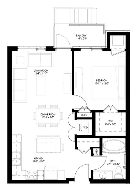 Grand Central Flats_1 Bedroom Floor Plan