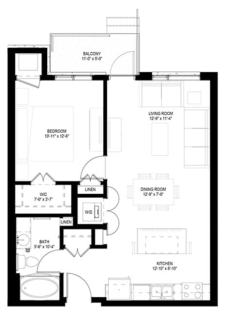 Grand Central Flats_1 Bedroom Floor Plan