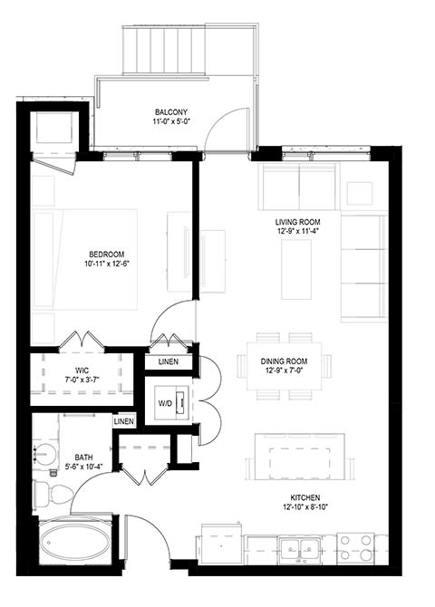 Grand Central Flats_1 Bedroom Floor Plan