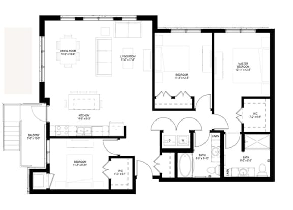 Grand Central Flats_3 Bedroom Floor Plan