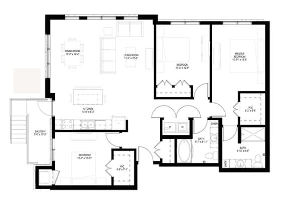 Grand Central Flats_3 Bedroom Floor Plan