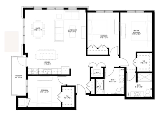 Grand Central Flats_3 Bedroom Floor Plan