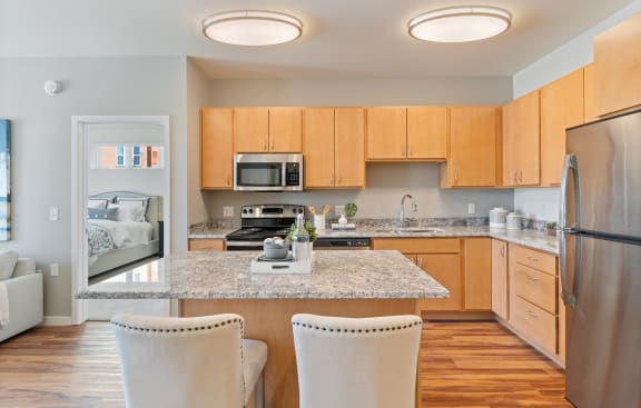 Fully Equipped Eat-In Kitchen at Harbor at Twin Lakes 55&#x2B; Apartments, Minnesota, 55113