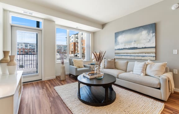 Gorgeous Living Room at Harbor at Twin Lakes 55&#x2B; Apartments, Roseville, MN