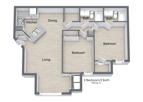 Floor Plan  2 Bedroom Floor Plan