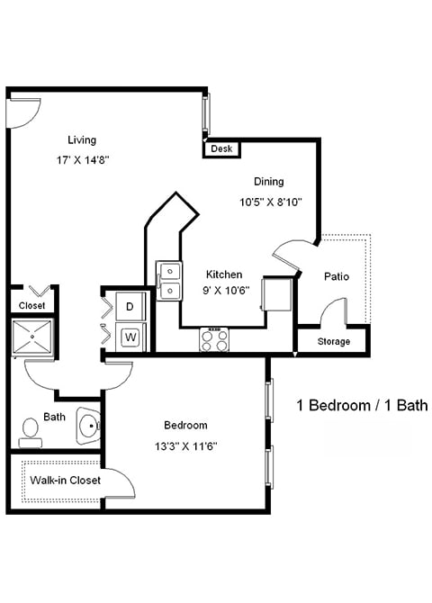 Lakeside Manor_1 Bedroom Floor Plan