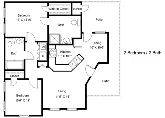 Lakeside Manor_2 Bedroom Floor Plan