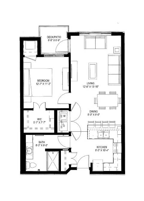 Floor Plan  1 Bedroom Floor Plan at The Legends of Cottage Grove 55+ Apartments, Cottage Grove, MN 55016
