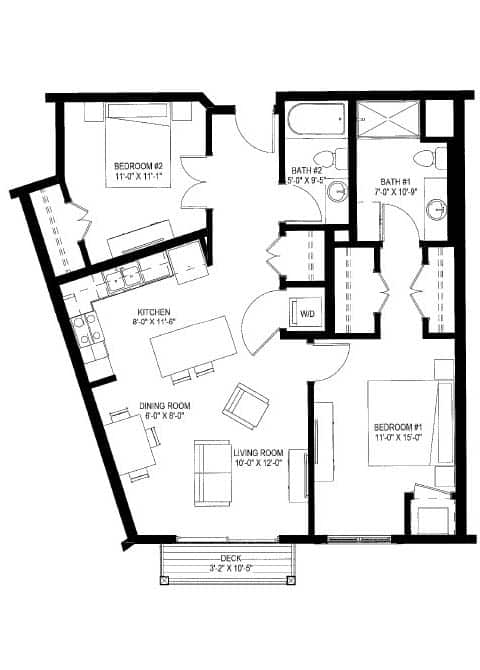 Floor Plan  2 Bedroom Floor Plan at The Legends of Cottage Grove 55&#x2B; Apartments, Minnesota