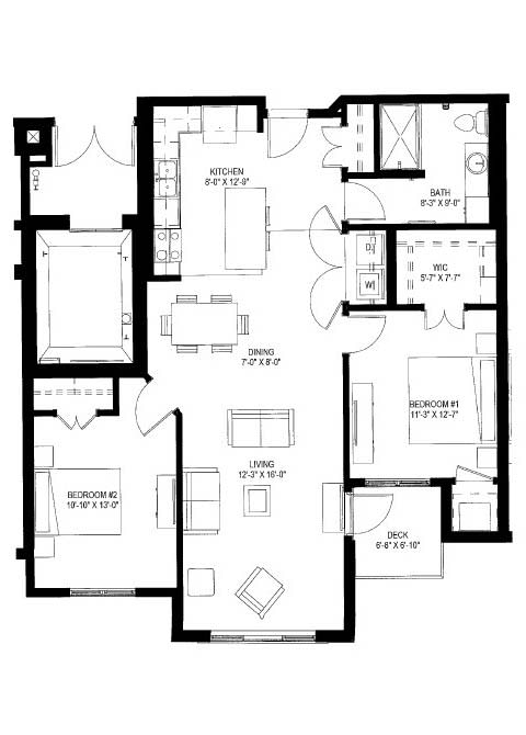 Floor Plan  2 Bedroom Floor Plan at The Legends of Cottage Grove 55&#x2B; Apartments, Cottage Grove, MN