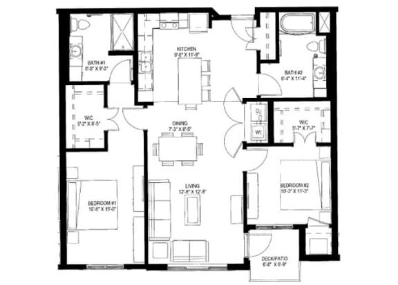 2 Bedroom Floor Plan at The Legends of Cottage Grove 55+ Apartments, Cottage Grove