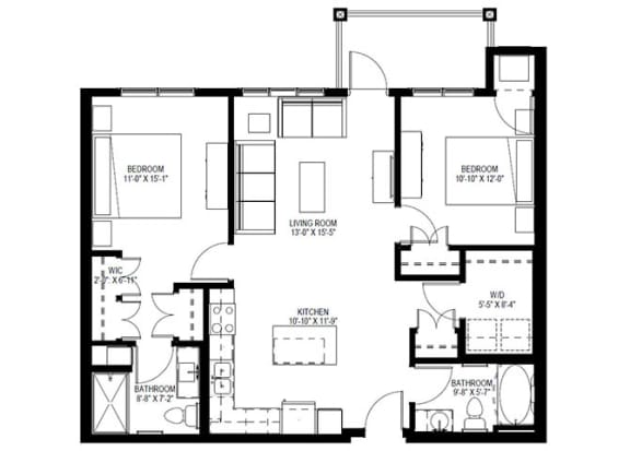 2 Bedroom Floor Plan at The Legends of Blaine 55+, Minnesota, 55449