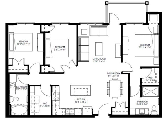 3 Bedroom Floor Plan at The Legends of Blaine 55+, Blaine, 55449