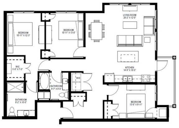 3 Bedroom Floor Plan at The Legends of Blaine 55+, Blaine