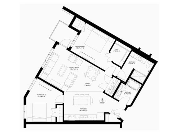 Floor Plan  2E at The Legends of Columbia Heights 55&#x2B; Living, Columbia Heights, Minnesota