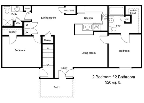 Floor Plan  2 bed 2 bath&#xA0;at Madison Pointe Apartments, Cotulla, Texas