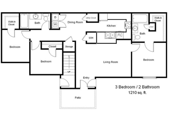 Floor Plan  3 bed 2 bath&#xA0;at Madison Pointe Apartments, Cotulla