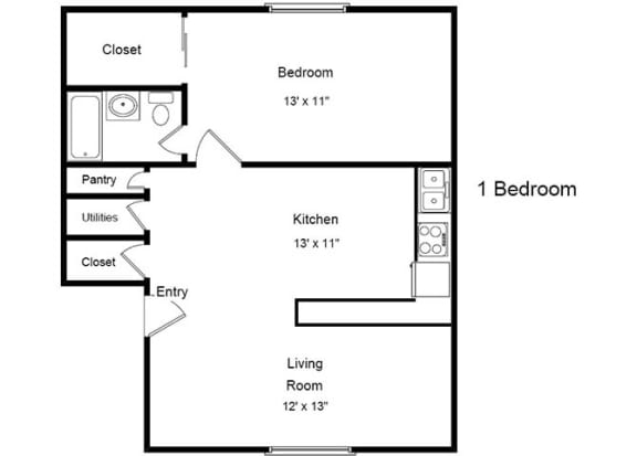 Floor Plan  1 Bedroom Floor Plan