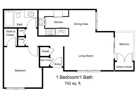 Mountain View_1 Bedroom Floor Plan