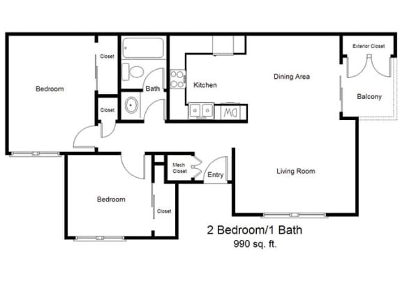Mountain View_2 Bedroom Floor Plan