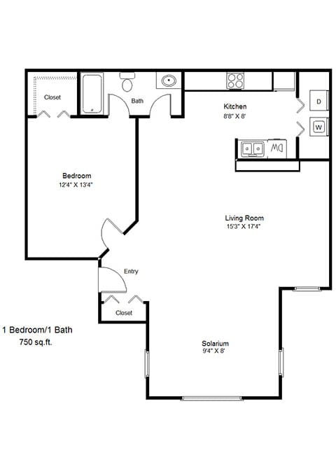 Nassau Bay_1 Bedroom Floor Plan