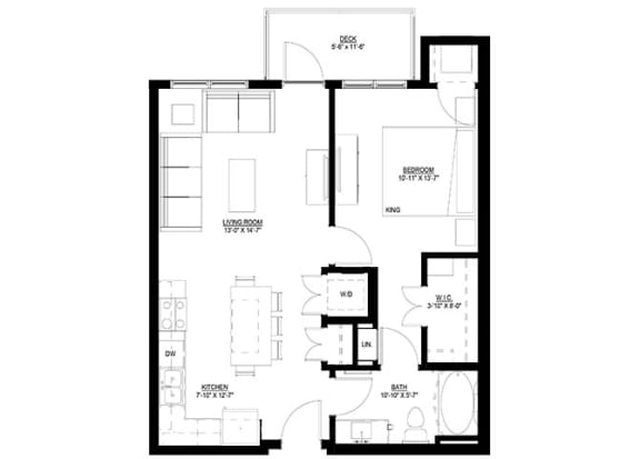 Floor Plan  1 bed 1 bath A at Preserve at Shady Oak Apartments, Minnetonka , MN 55343