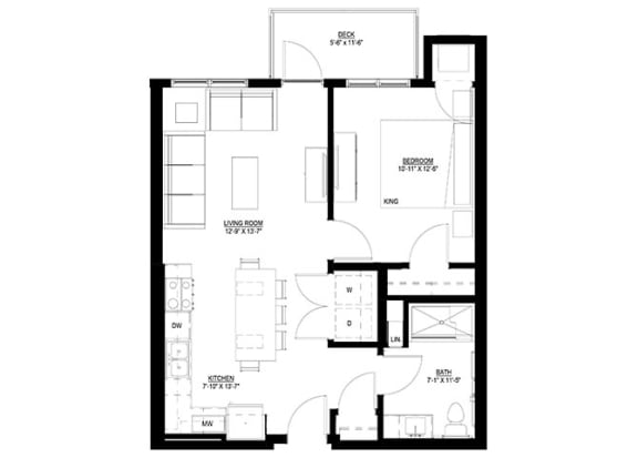 Floor Plan  1 bed 1 bath B at Preserve at Shady Oak Apartments, Minnetonka , MN