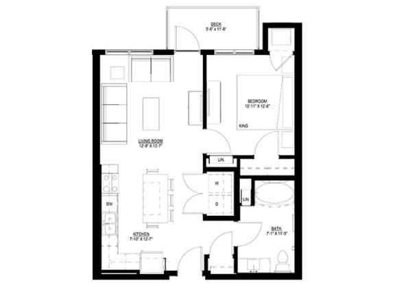 Floor Plan  1 bed 1 bath K at Preserve at Shady Oak Apartments, Minnetonka , MN 55343