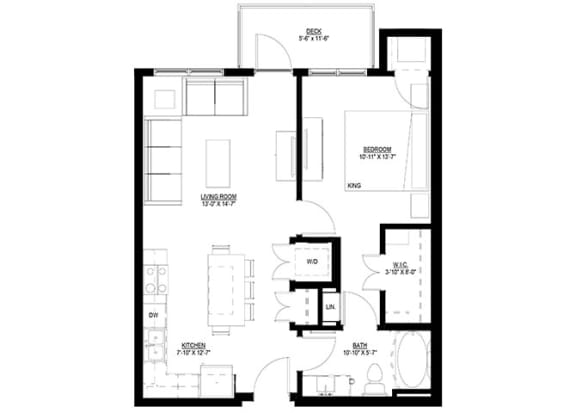 Floor Plan  1 bed 1 bath C at Preserve at Shady Oak Apartments, Minnetonka