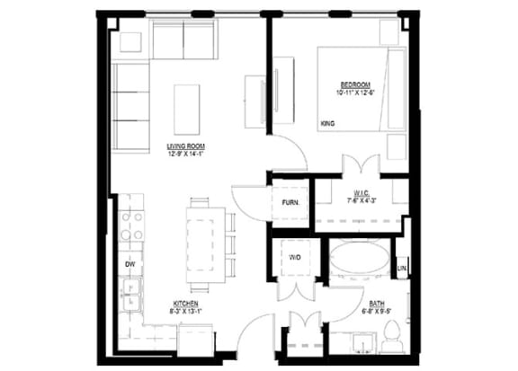 Floor Plan  1 bed 1 bath D at Preserve at Shady Oak Apartments, Minnetonka , Minnesota