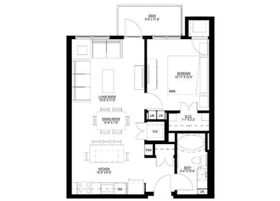 Floor Plan  1 bed 1 bath G at Preserve at Shady Oak Apartments, Minnesota, 55343
