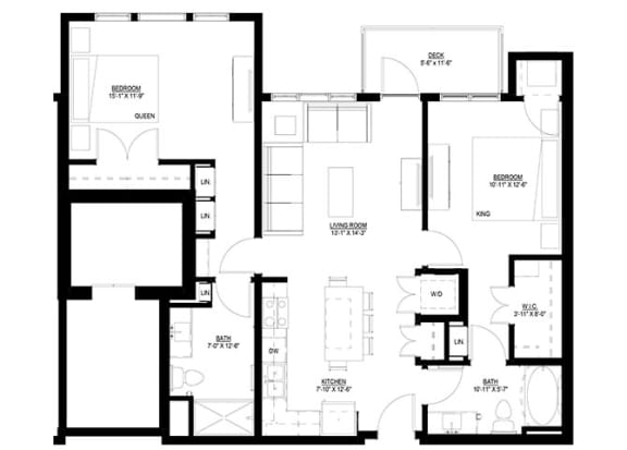 Floor Plan  2 bed 2 bath B at Preserve at Shady Oak Apartments, Minnetonka , MN