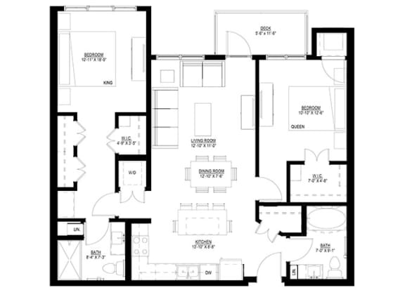 Floor Plan  2 bed 2 bath D at Preserve at Shady Oak Apartments, Minnetonka , Minnesota