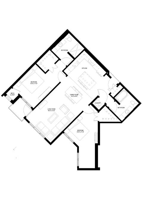 River North_2 Bedroom Floor Plan