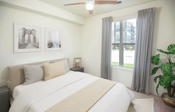 Beautiful Bright Bedroom With Wide Windows at Scharbauer Flats, Texas