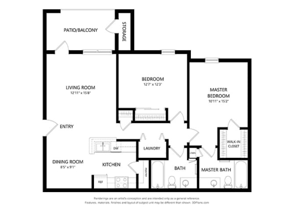 Signature at Southern Oaks_2 Bedroom Floor Plan